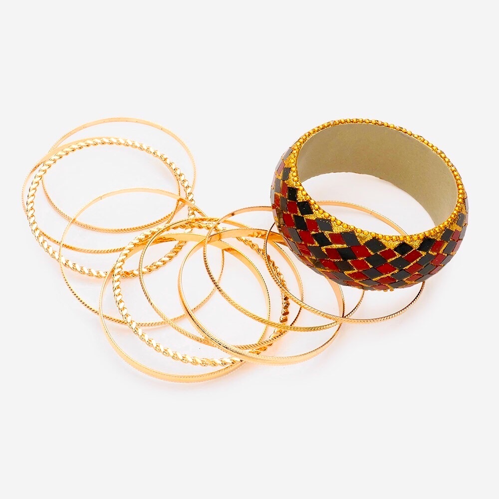 11 PCS Gold Multi Layered Bangle Stacking Bracelets - Picture 3 of 3